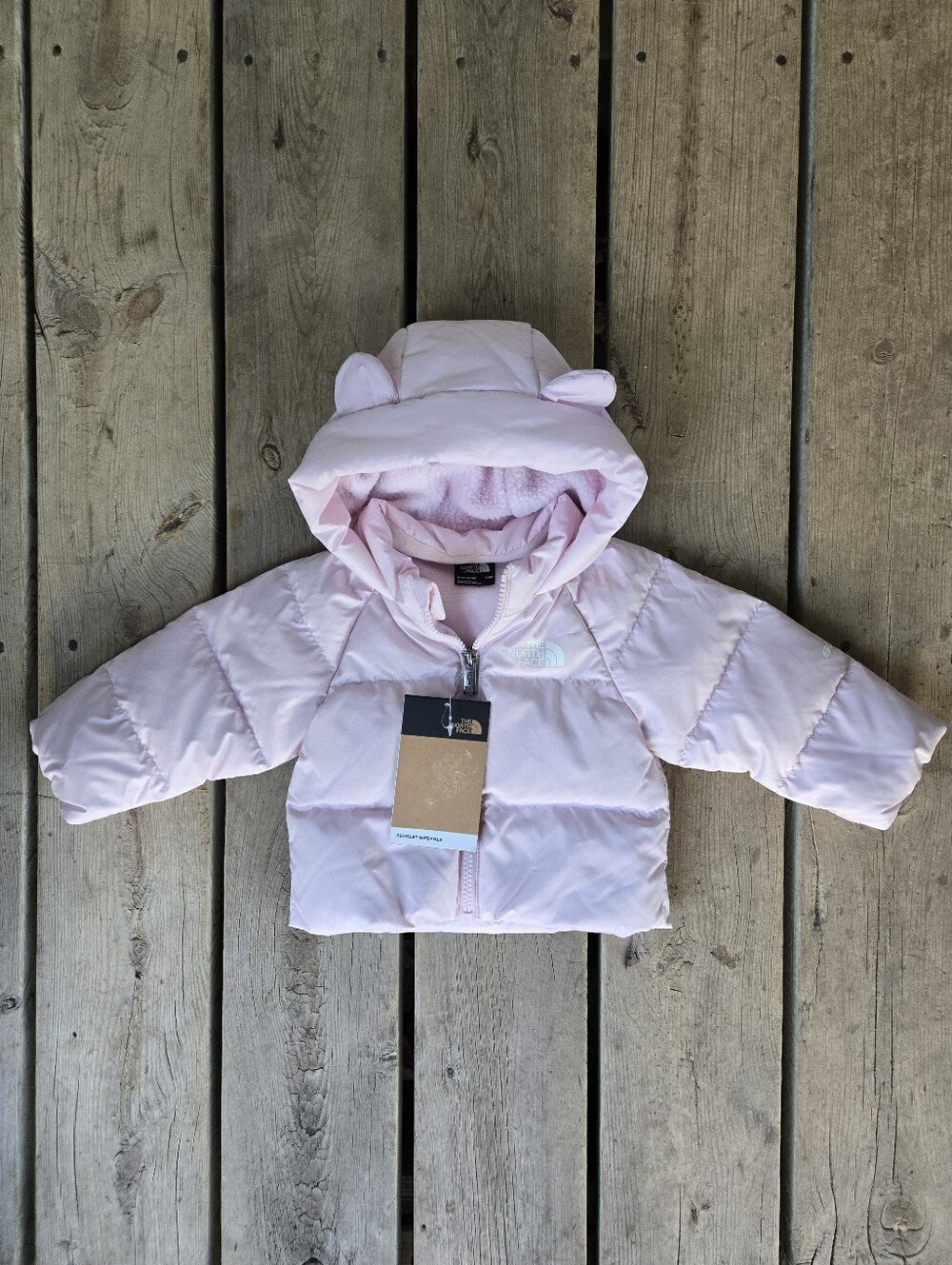 Brand new!! NWT The North Face pink down filled warm puffer coat size 0-3 months